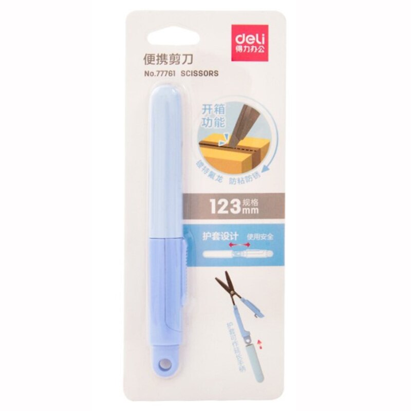 Deli pliable Mini petits ciseaux Portable papier coupe outil Kawaii papeterie étudiant bricolage à la main coupe fournitures de bureau: Bleu