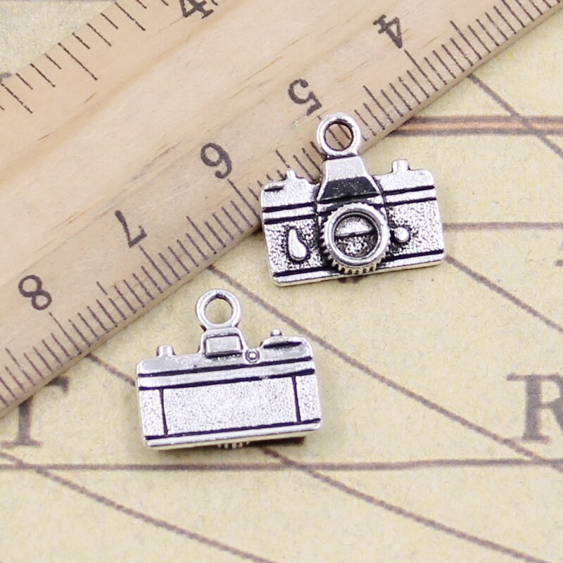 20pcs Charms Camera 15x14mm Tibetan Bronze Silver Color Pendants Antique Jewelry Making DIY Handmade Craft Pendant: Antique Silver Plated