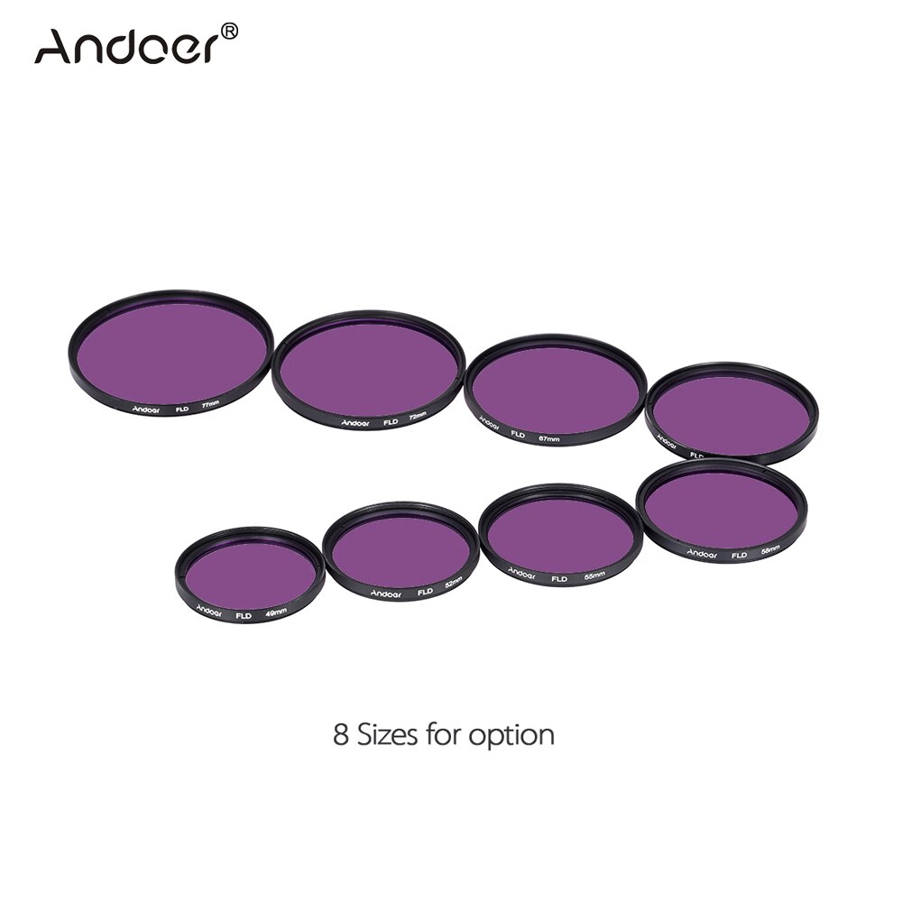 Andoer 49-77Mm Lens Filter Kit Uv + Cpl + Fld + Nd (ND2 ND4 ND8) met Draagtas/Lens Cap/Lensdop/Tulip &amp; Rubber Lens Hoods