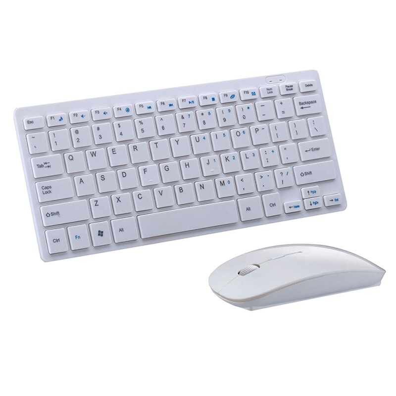 2.4g trådløse lydløse tastatur og mus mini multimedie fuld størrelse tastatur mus combo sæt til iphone ipad android: Mens 2