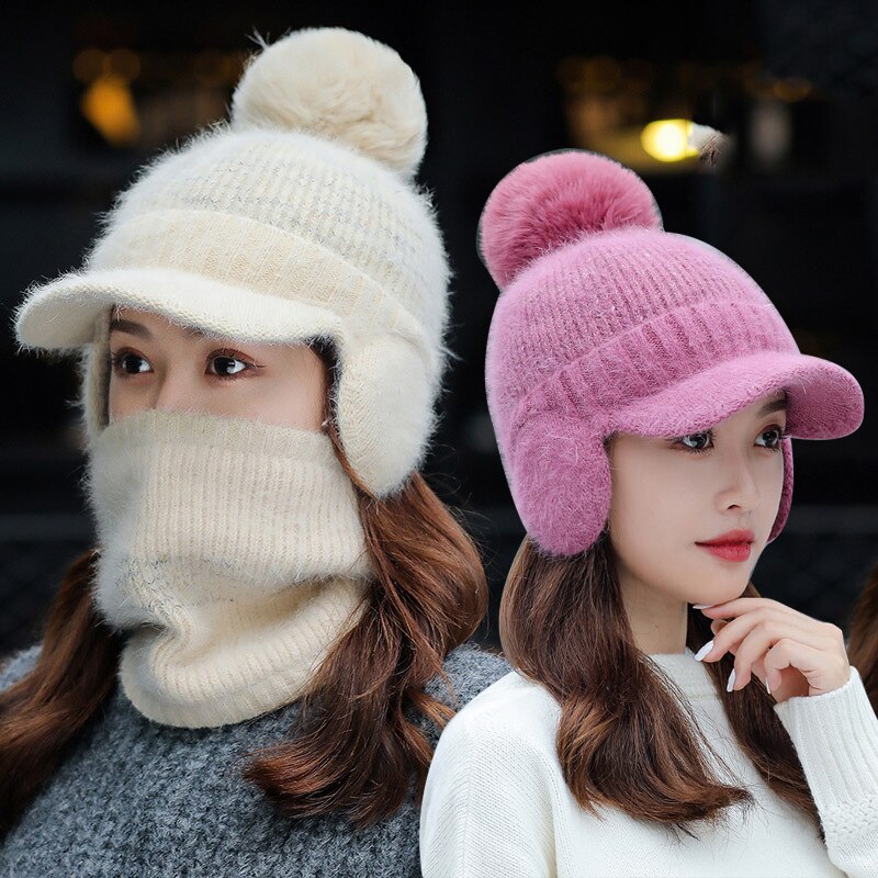 Bonnet Skullies tricoté pour femme, bonnet épais et , couvre-chef de unisexe, ensemble d'équitation en plein air, hiver