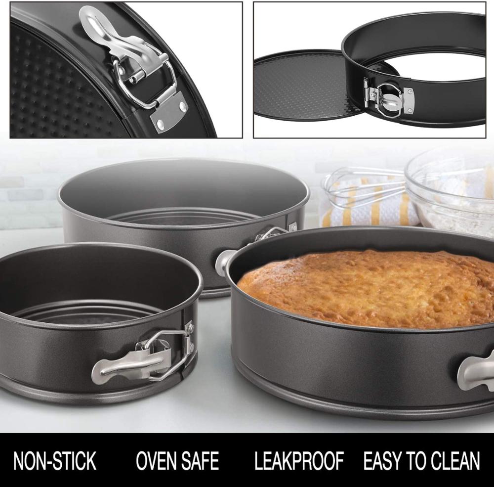 3 Pcs Nonstick Springform Pan Set Leakproof Round Baking Mold for Cake Cheesecake with Removable Bottom Bakeware Kitchen Tools