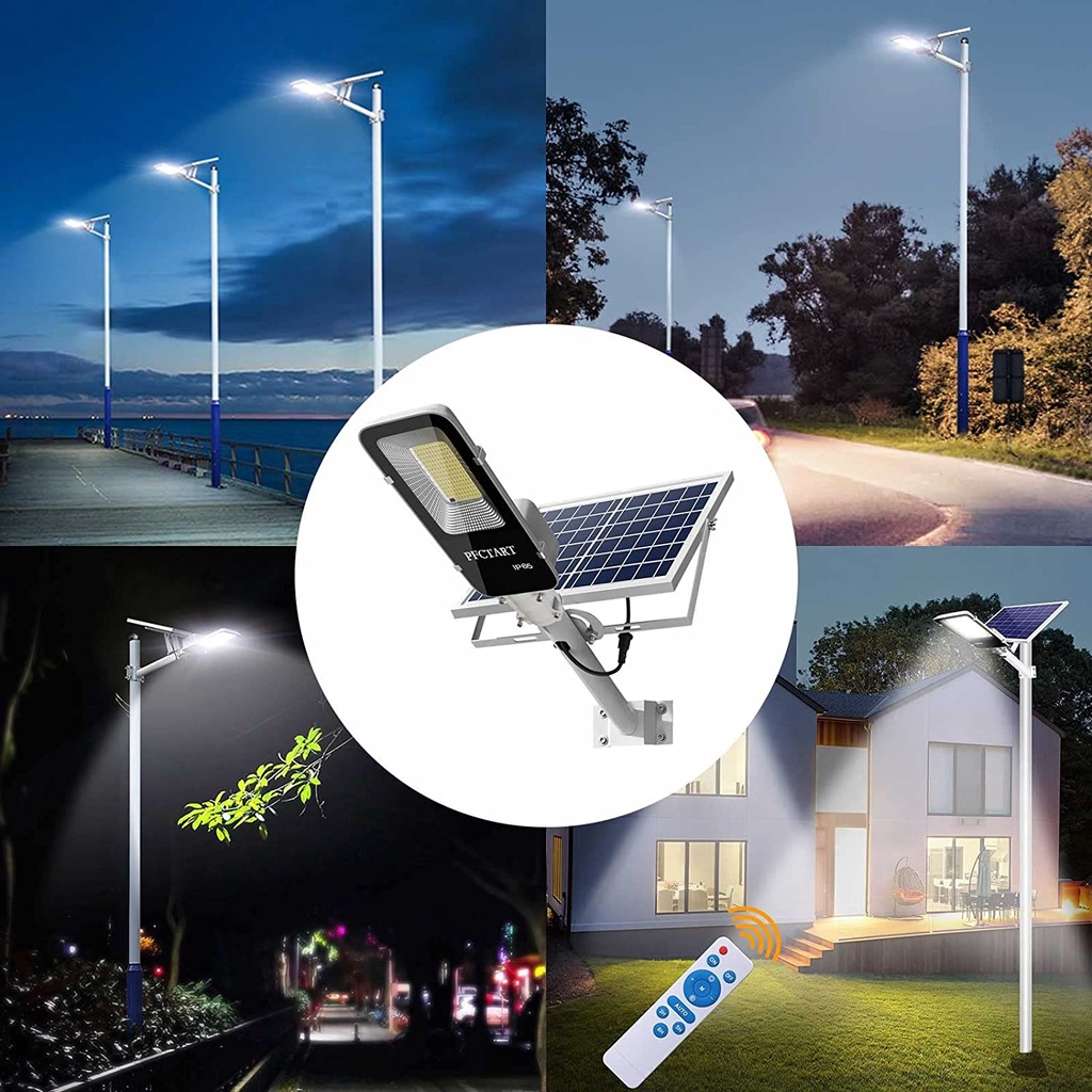 200W Krachtige Solar Light Outdoor Zonne-straatverlichting 6000mAh Waterdichte Automatische Schemering tot Dageraad Straatlantaarn Voor garage Tuin