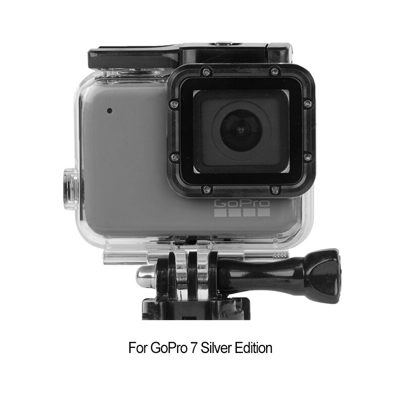 Hero7 45m Waterproof Case Housing For Gopro Hero 7 Silver & White Underwater Protection Shell Box Go pro Accessories: gopro 7 silver case