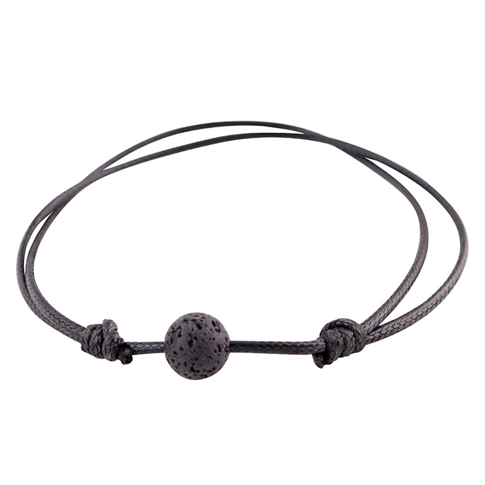 1Pc Natural Lava Volcanic Stone Round Stone Ball Essential Oil Diffuser Leather Bracelet Adjustable