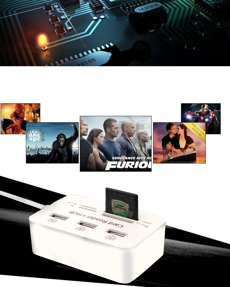 Erilles Multi Micro Usb Hub 2.0 Otg Combo Usb Splitter Sd Tf Kaartlezer Uitbreiding Poort Hubs Wh Kabel Adapter voor Computer Smart