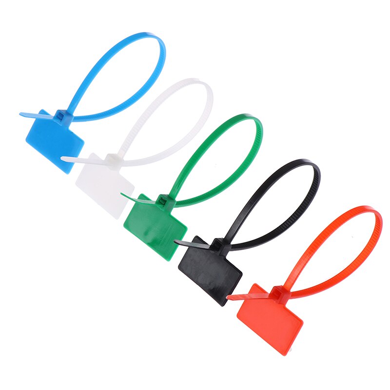 100 Pcs Mark 4*150 Mm Nylon Kabelbinders Tag Labels Plastic Loop Ties Markers Kabel tag Zelfsluitende Zip Ties