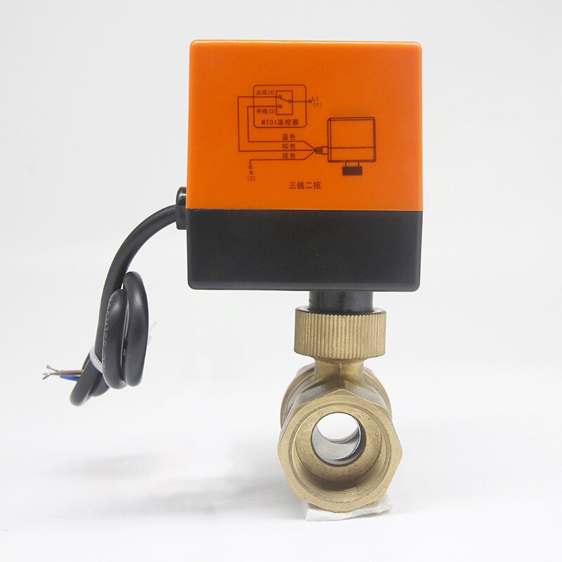 Válvula de bola 1/4 motorizada de 3 vías, sistema de calefacción de latón y agua, temperatura eléctrica, 220v, Control de tres líneas, Motor accionado por dn25