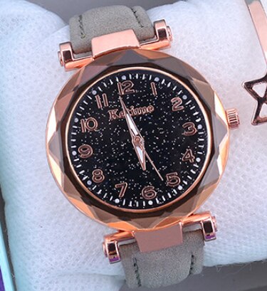 Casual Romantic Starry Sky Women Watches Bracelet Bangle Ladies Wrist Watch Simple Leather Female Clock Relogio Feminino: Grey