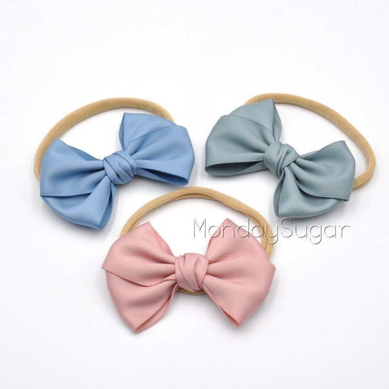 20pcs/lot 3.5inch Handmade Baby Bows Nylon Headband Baby Girl Hair Accessory Infant Hair Band