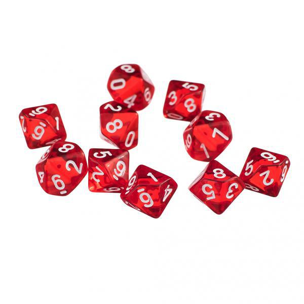 D10 Rood Tien Zijdig Gem Dobbelstenen Voor Rpg Games Set Van 10 Dobbelstenen