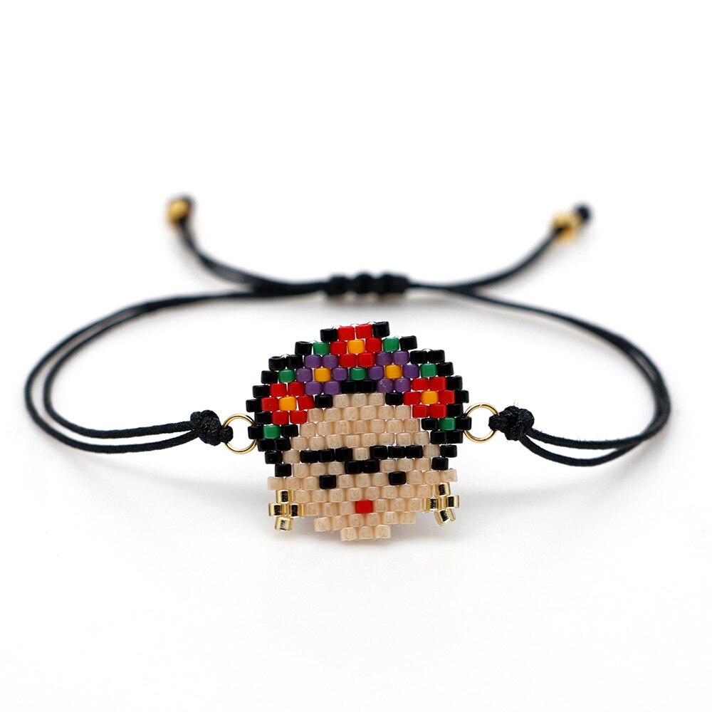 Ethnic Black Handmade Weaving Bracelets Tassel Boho Cartoon Charm Bracelets Fine Jewelry For Women Girls Valentine's Day: black