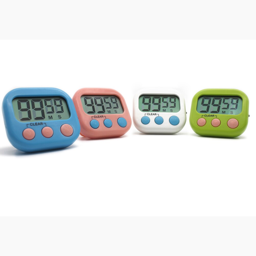 Loud Alarm Clock Kitchen Timer Hanging Hole LCD Screen Time Reminder With Stand Loud Sound Kitchen Gadgets Magnetic Digital