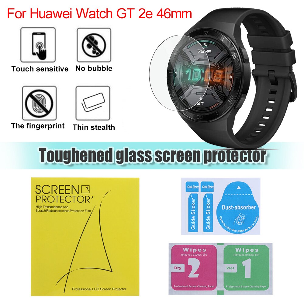 1pc 9h skärmskydd av klart härdat glas ultratunna anti-repor 2.5d böjd skyddsfilm för huawei watch  gt 2e 46mm