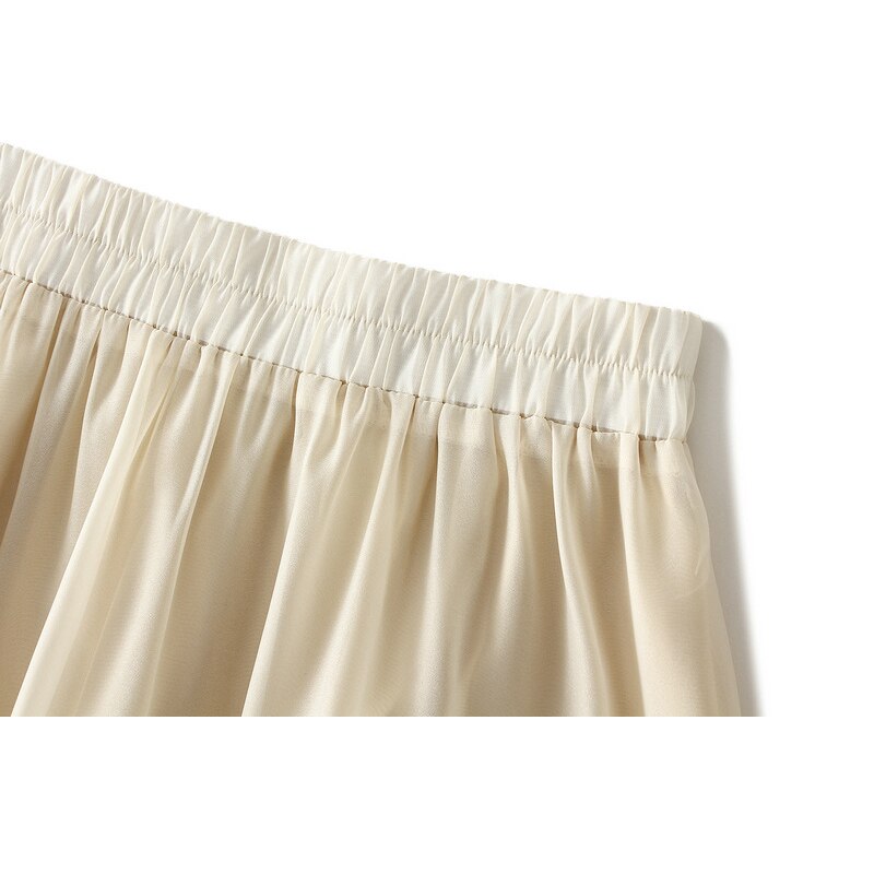 OHRYIYIE Falda Midi de tul para mujer, falda larga de color blanco y Beige, suave, plisada, a la , para primavera y verano