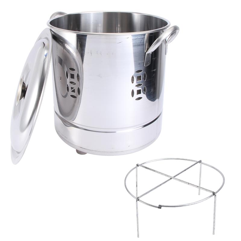 2Pcs/Set Stainless Steel Burn Barrel Silver Incinerator for Home Yard (Silver)