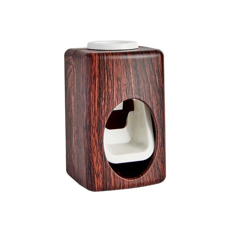 Newly Wood Grain Wall-Mounted No-Punch Automatic Toothpaste Dispenser Toothpaste Frame Automatic Toothpaste Squeezer Household: A