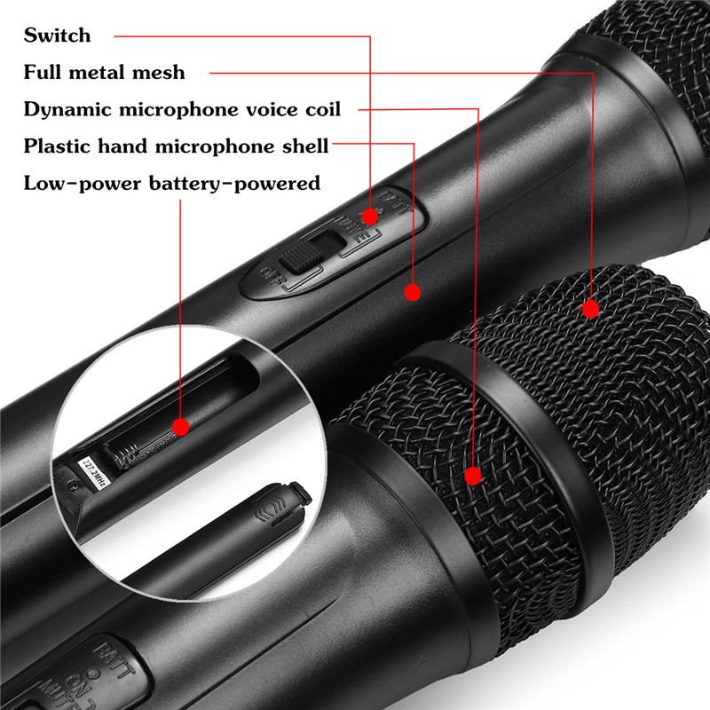 Wireless Microphone System 2 x Microphones High-fidelity Reproduce 100M True Voice Voice Compression Large Receiving Range