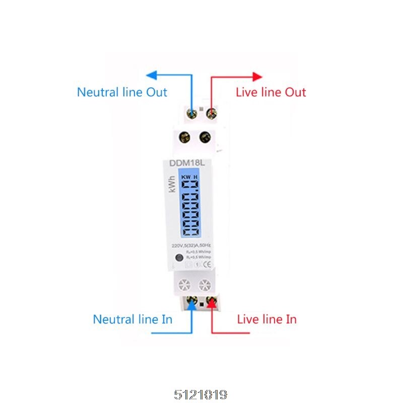 LCD Digital Single Phase Din Rail Electricity Power Consumption Energy Meter kWh