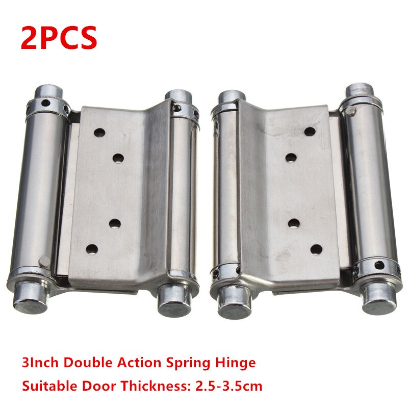 2Pcs 3 Inch Double Action Spring Hinge Saloon Cafe Door Swing Door Stainless Steel Hinge Suitable Door Thickness: 2.5-3.5cm