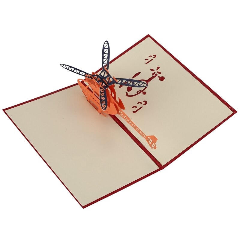 3D Greeting Card Helicopter Anniversary Happy Birthday Christmas Easter Greeting Card