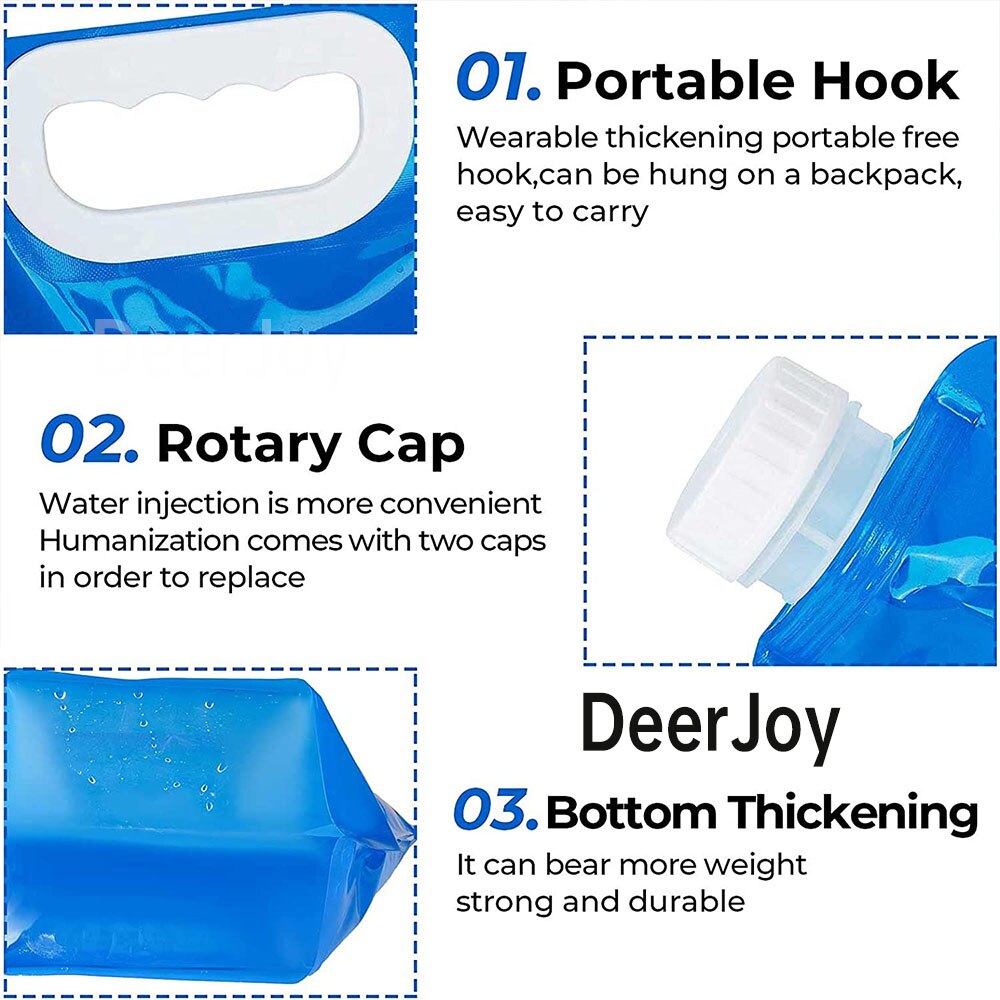 Collapsible Water Container Bag 5L 10L Outdoor Portable Folding Water Bag Car Water Carrier Container for Camping Hiking Travel