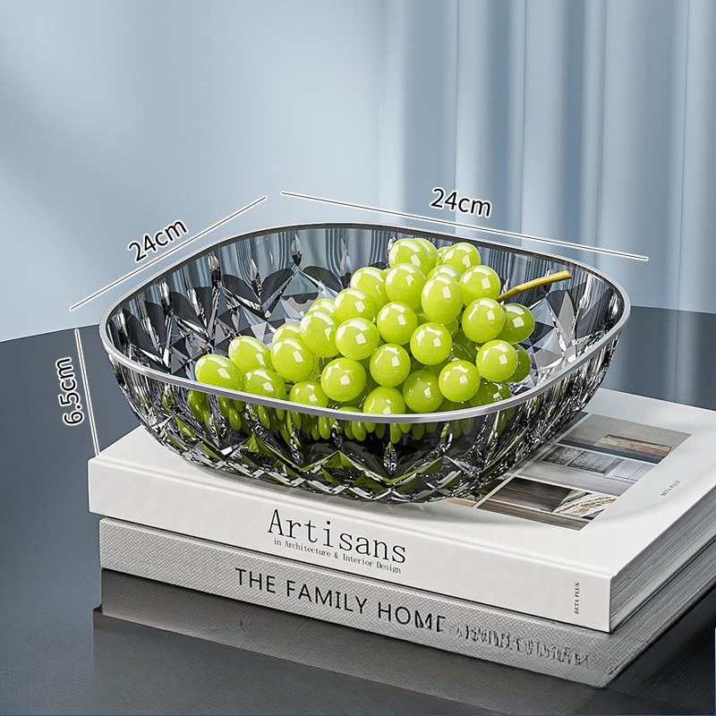 24cm PET Fruit Plate Clear Plastic Fruit Bowl for Kitchen Party Snack Fruit Tray Kitchen Tableware Luxury Nut Snack Plate: light green
