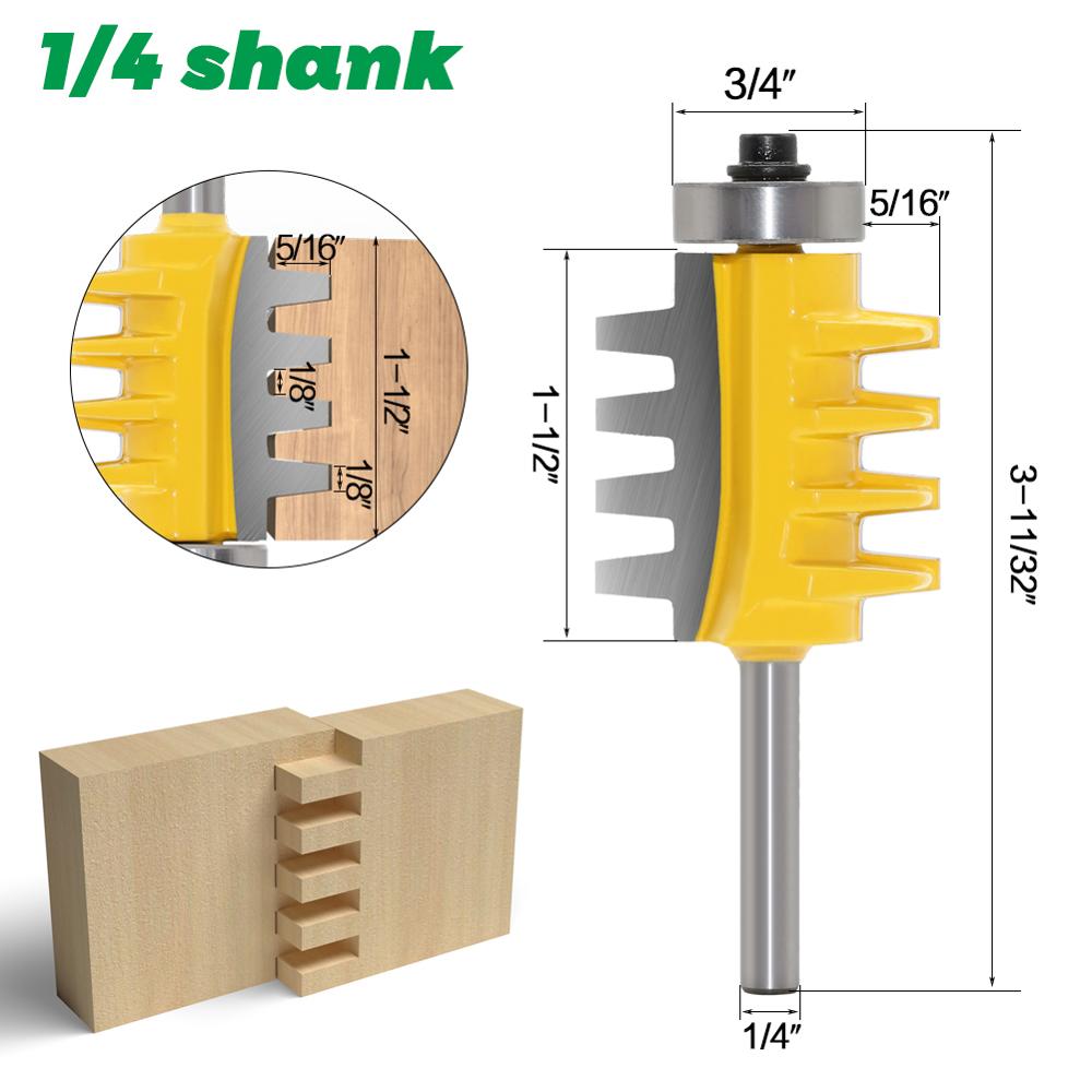 1Pc 1/4 "6Mm 8Mm 6.35Mm Schacht Frees Houtsnijwerk Rail Omkeerbare Vinger Gezamenlijke Lijm router Bit Kegel Tenon Houtbewerking: 02