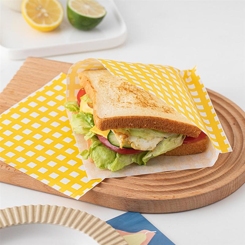 100 stücke Fett-nachweisen Verpackung Papiere Öl-Beweis Sandwich Verpackung Sandwich Packpapier Verpackung Papier Tasche Öl Papier