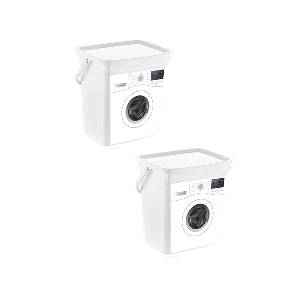 Dispensador de detergente para lavadora, contenedor para almacenamiento de detergente para gatos, caja de hierro para oficina y hogar: white 2 pcs