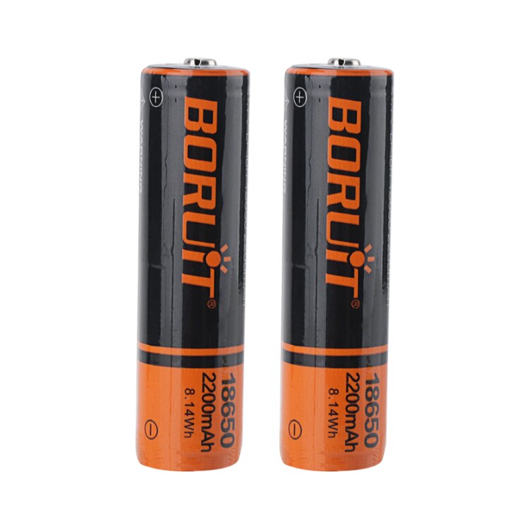 BORUiT 100% Original 18650 3.7 v 2600/2200/4000mAh Lithium Rechargeable Battery For Flashlight Headlamp Batteries: 2 pcs 2200mAh