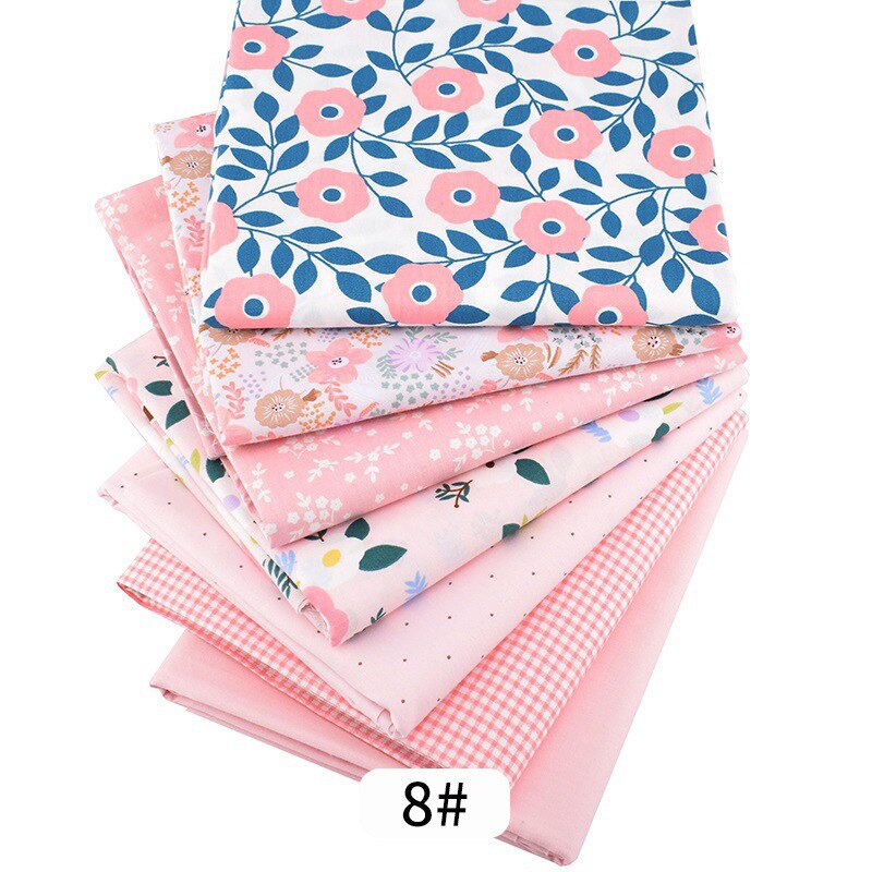 DIY Cotton Twill Printing Fabric 25*25 Hand-made Cloth Fabric Cotton Patchwork Polyester Cotton Print Fabric: 8picture    8pcs