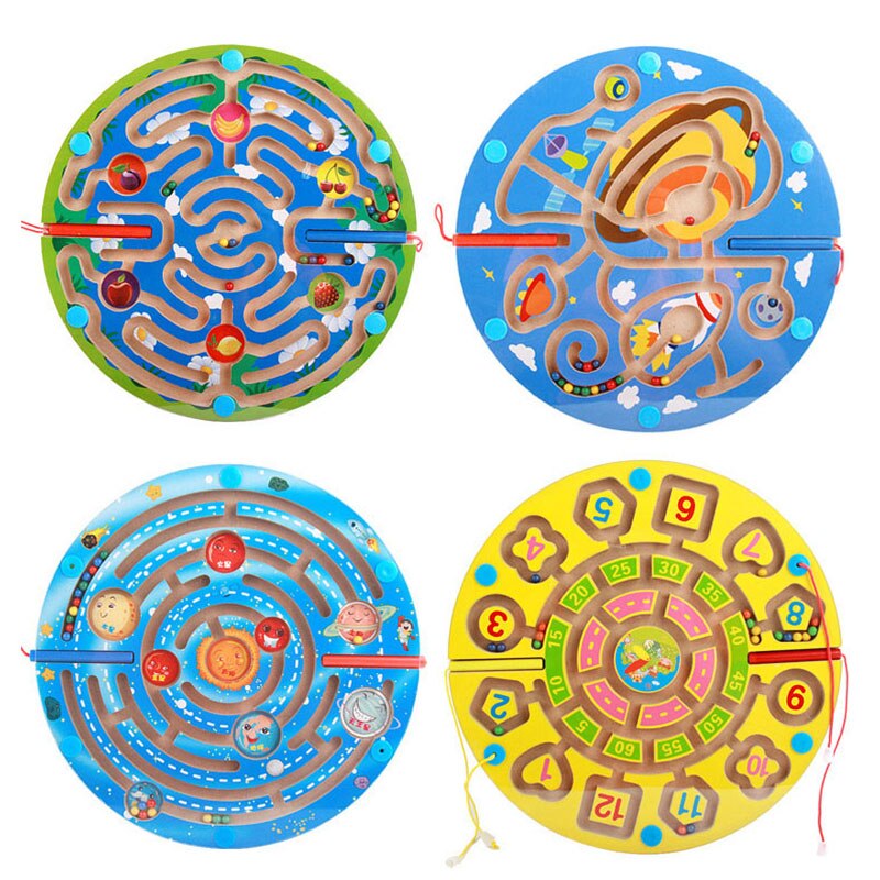 Holz Magnetischen Stift Track Labyrinth Puzzle Spiel Eltern-kind-Pädagogisches Spielzeug Baby Intelligenz Entwicklung Lernen Spielzeug für Kinder