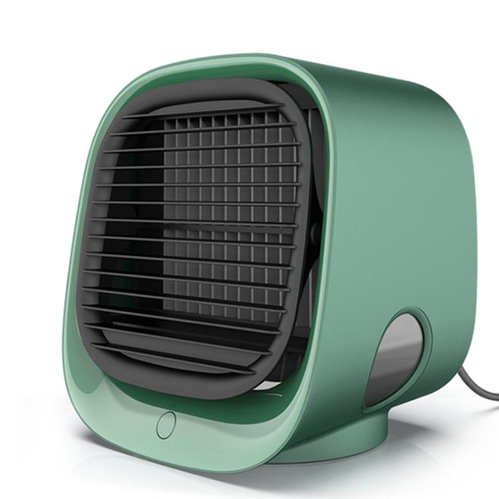 Mini Air Cooler Fan Desktop Air Conditioner with Night Light USB Water Cooling Fan Humidifier Purifier Multifunction Summer: green