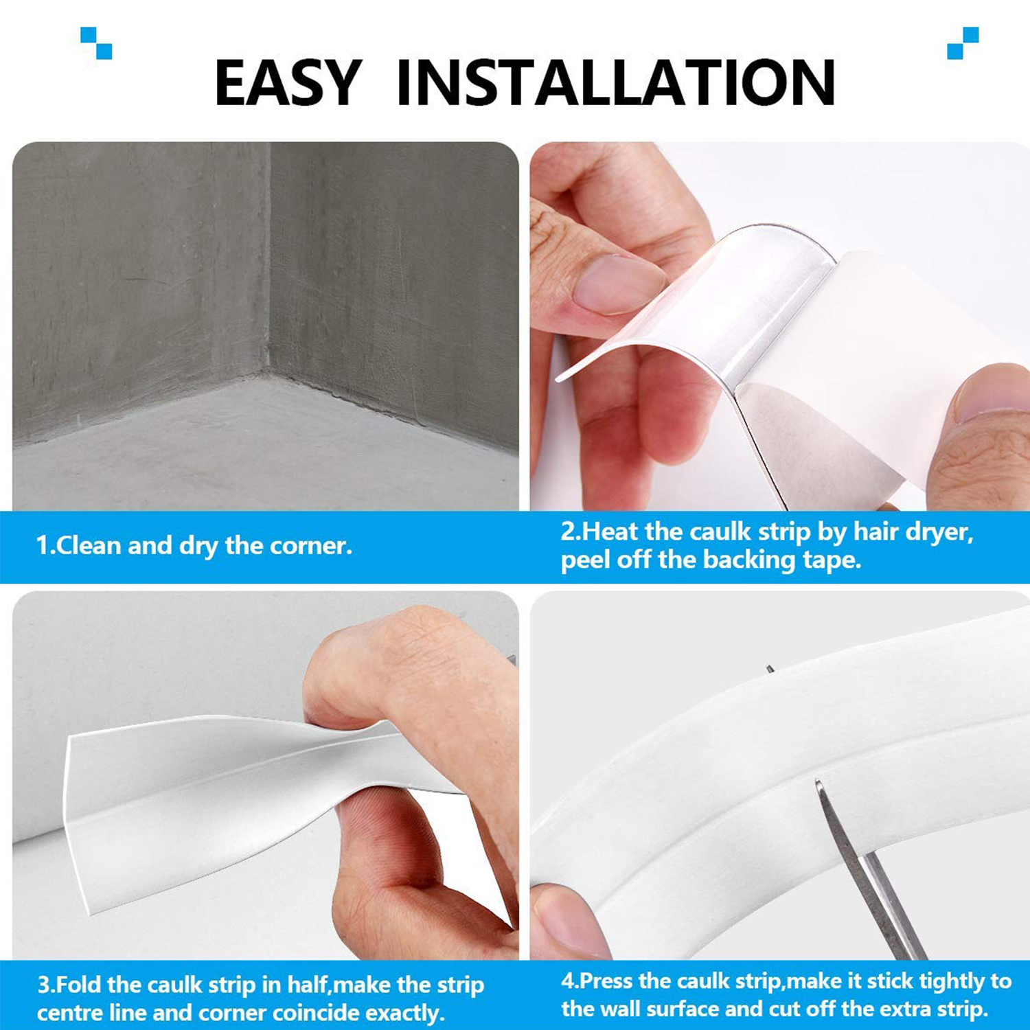 Cinta de sellado para baño y cocina, cinta de calafateo autoadhesiva de PVC, tira selladora impermeable para fregadero, bañera, suelo, pared, Protector de bordes