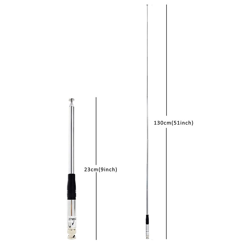 27Mhz Antenna 9-Inch to 51-Inch Telescopic/Rod HT Antennas for CB Handheld/Portable Radio with BNC Connector