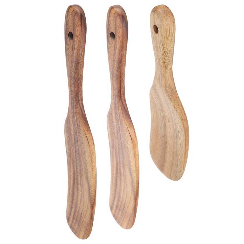 Teak Spatula Flat Shape Food Grade Wooden Cooking Spatula for Home Kitchen Cooking