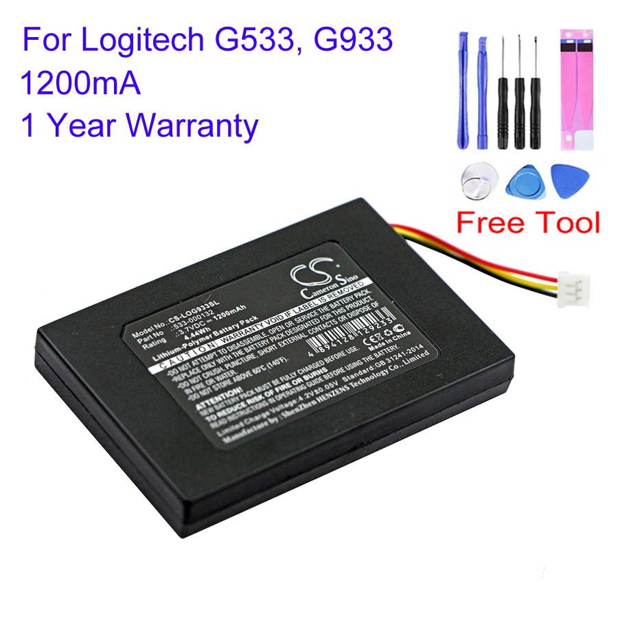 Cameron Sino 533-000132 Voor Logitech G533 G933 1200Mah CS-LOG933SL Vervanging Digitale Draadloze Headset Batterij Batteria Accu