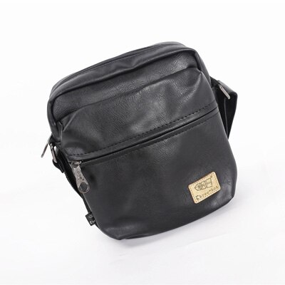 Glossy Leather Men Messenger Bag Leisure Shoulder Bag Simple Solid Leather Bag: black