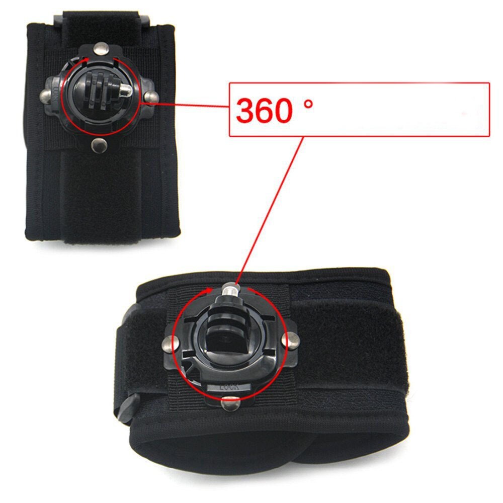 Bracelet de poignet bras sangle trépied montage 360 degrés pour GoPro Hero 9/8/7/6/5/4/3 +/2 caméra poing adaptateur bande pour Go Pro accessoires
