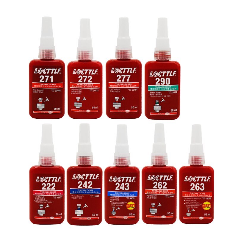 Locttlf-adhesivo anaeróbico para tornillos, pegamento para todo tipo de rosca de Metal, 50/250ml, 222, 241, 242, 243, 262, 263, 271, 272, 277, 290
