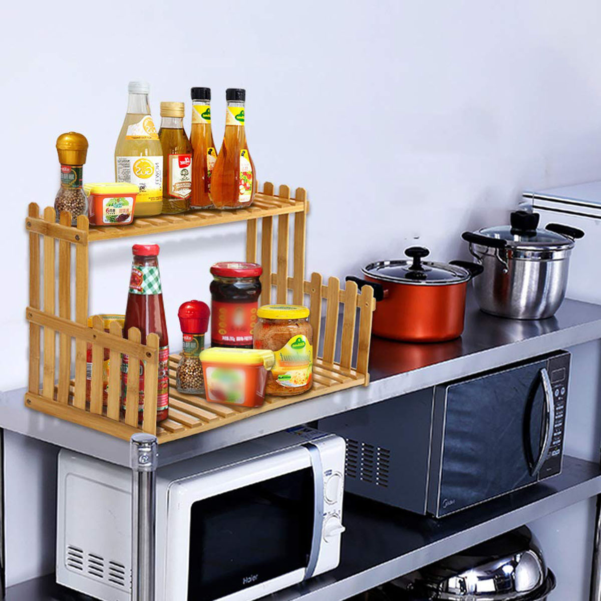 Naturale di Bambù Pianta Ripiani Fiore Giardino Cremagliera Del Basamento Del Fiore di Visualizzazione Del Basamento Mensola di Immagazzinaggio Dell'organizzatore scrivania a casa Balcone giardino