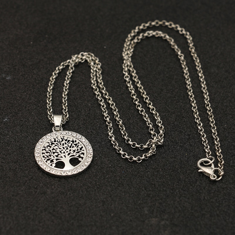 JAKONGO Goud Kleur Crystal Boom van Het Leven Charm Hanger Collier voor vrouwen Vriendschap Ketting 60cm