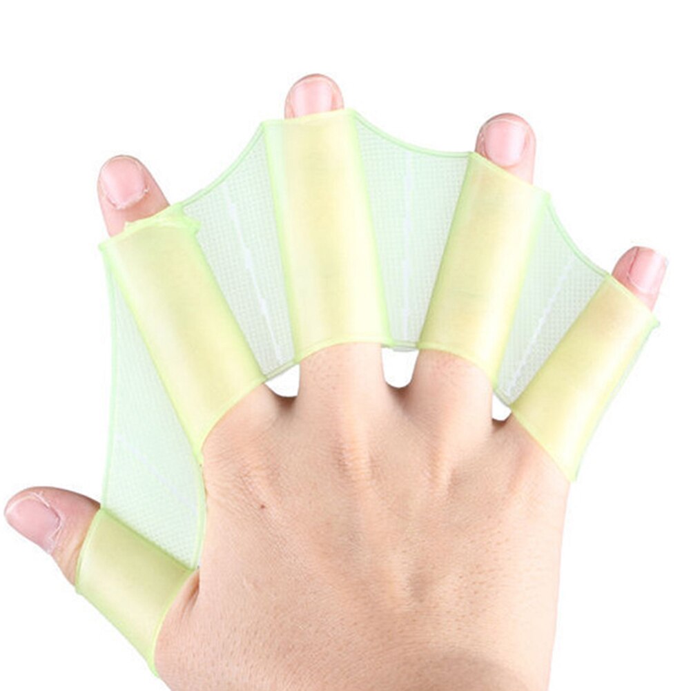1 paar kikker siliconen hand zwemvinnen handboeien flippers zwempalm vinger  h7jp