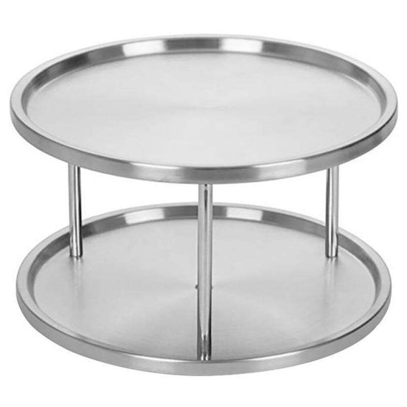 Spice Rack Stainless Steel Organizer Tray 360 Degree Turntable Rotating 2 Stand For Dining Table Kitchen Counters Cabinets: Default Title