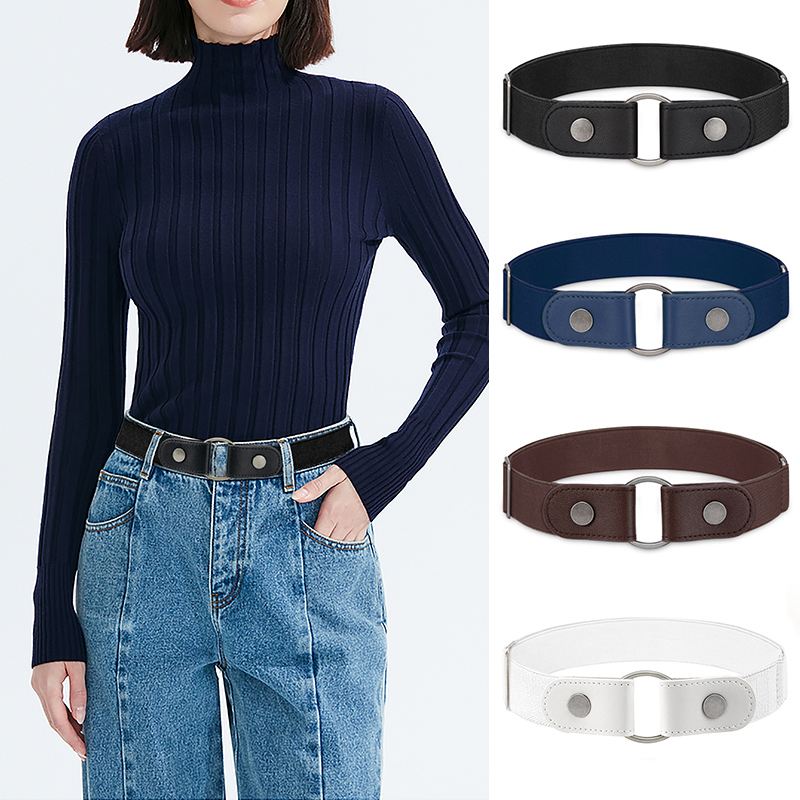 Cinturón elástico Invisible sin hebilla para mujer, pantalones vaqueros, vestido, cinturón elástico ajustable sin hebilla, No se muestra