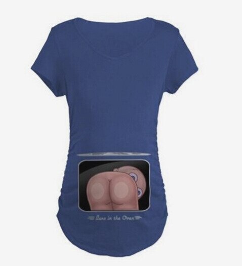 Gravidtröjor gravid t-shirts söta babytryckta kläder för gravida kvinnor t-shirt: Blå / Xl