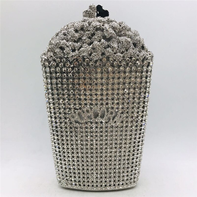 Neueste Popcorn Kupplung Handtasche Braut Hochzeit Party Geldbörse Kristall Hochzeit Geldbörse und Handtasche exquisit Kette Schulter Tasche: wie Bilder 3