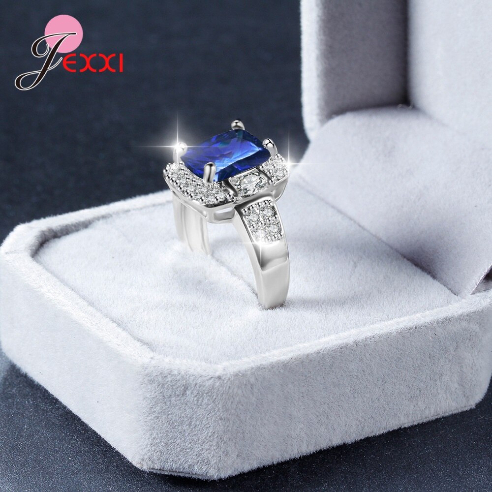 llegadas 925 anillos de plata esterlina de compromiso de boda para mujeres cristal claro Diamante de imitación joyería de