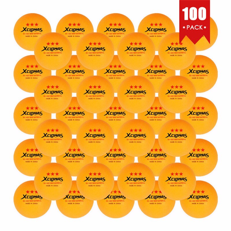 XCLOHAS nowy materiał 3 gwiazdkowe piłeczki robić tenisa stołowego zestawy z angielskim oznaczonym ABS plastikowe piłki robić świst-ponga piłki treningowe 30/50/100 szt.: pomarańczowy 100